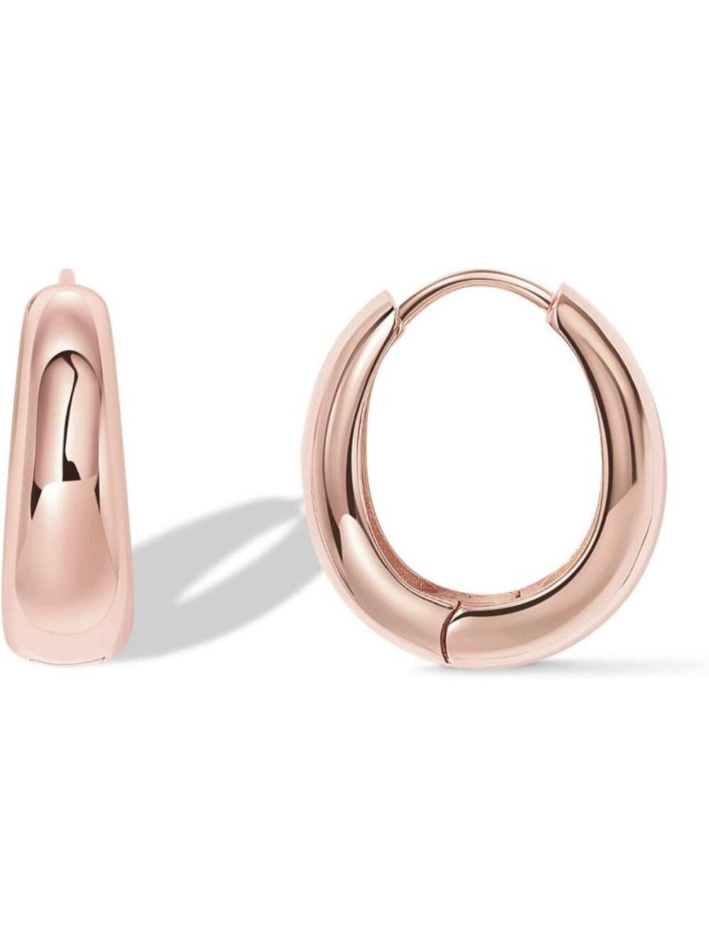 Women's Rose Gold Plated Small Chunky Hoop Earrings Huggie Jewelry